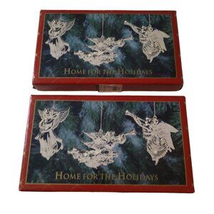 Home For The Holidays Angel Ornaments Set Of 6 Silver Plated Vintage 1997 CB2
